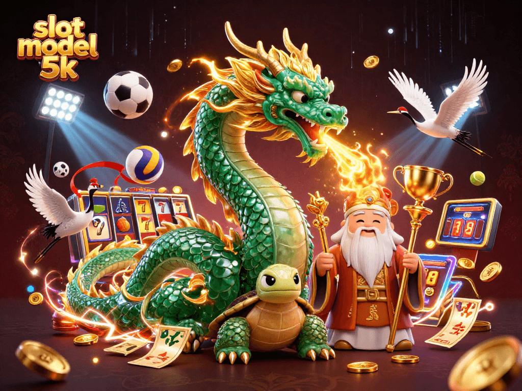 Engage in the excitement of slot modal 5k with a dynamic 3D illustration of lucky symbols.