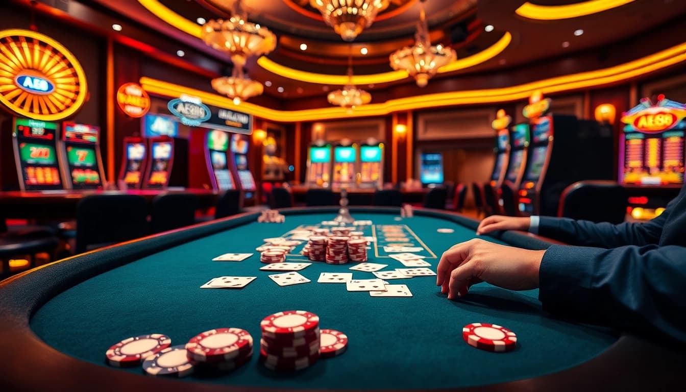 Engaged players at AE888 poker table strategizing and enjoying the gaming experience.