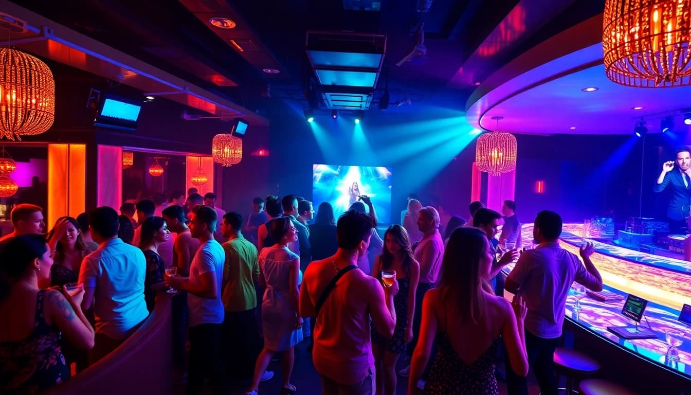 Night club sxm atmosphere with vibrant dancing, elegant patrons, and spectacular performances at Club Noir.