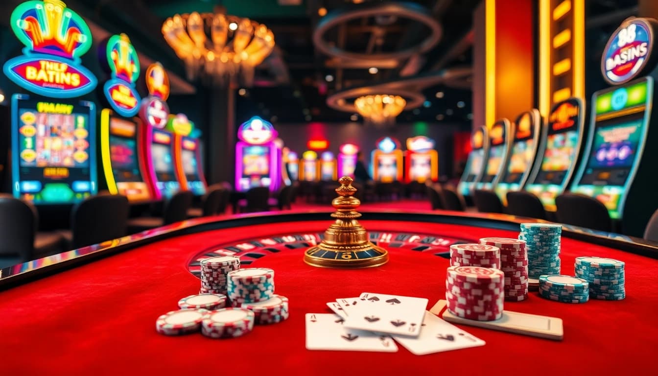 Experience the thrill of rr 88 at a luxurious casino with roulette and vibrant slots.