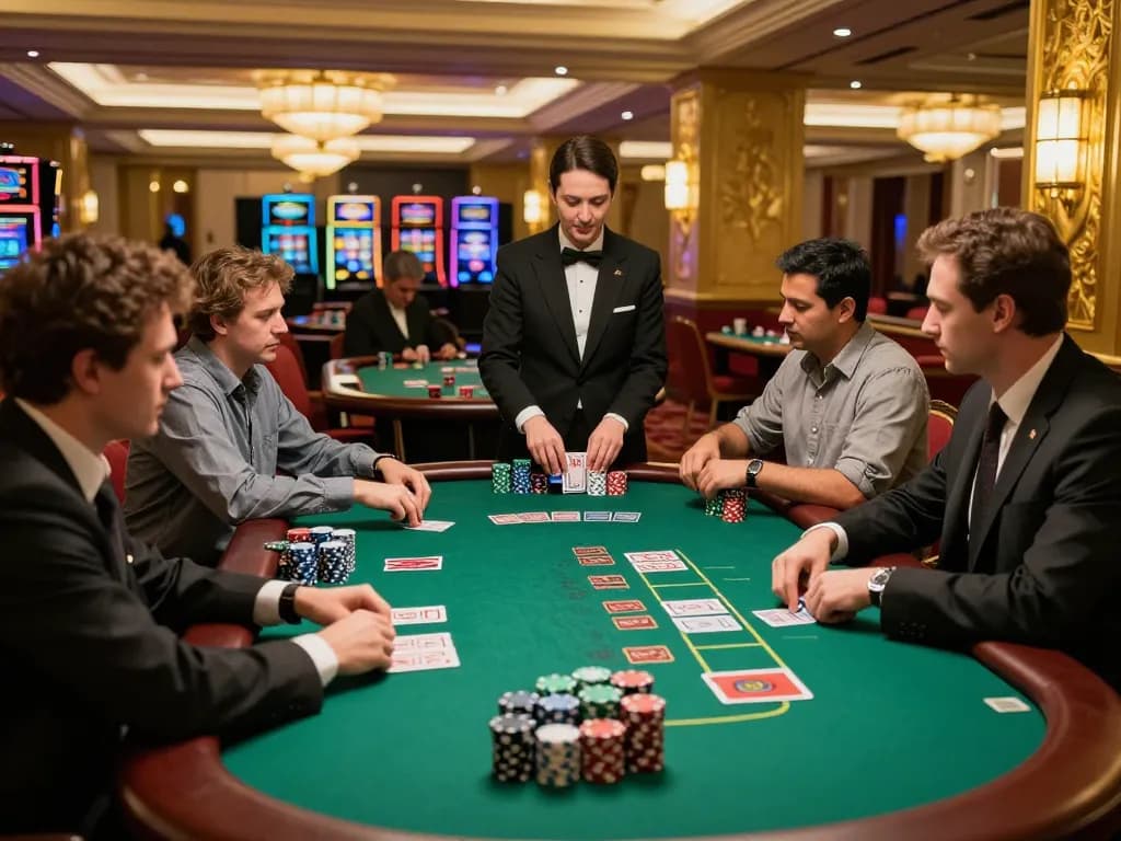Players strategizing at the blackjack table in a luxurious setting of nhà cái 388bet