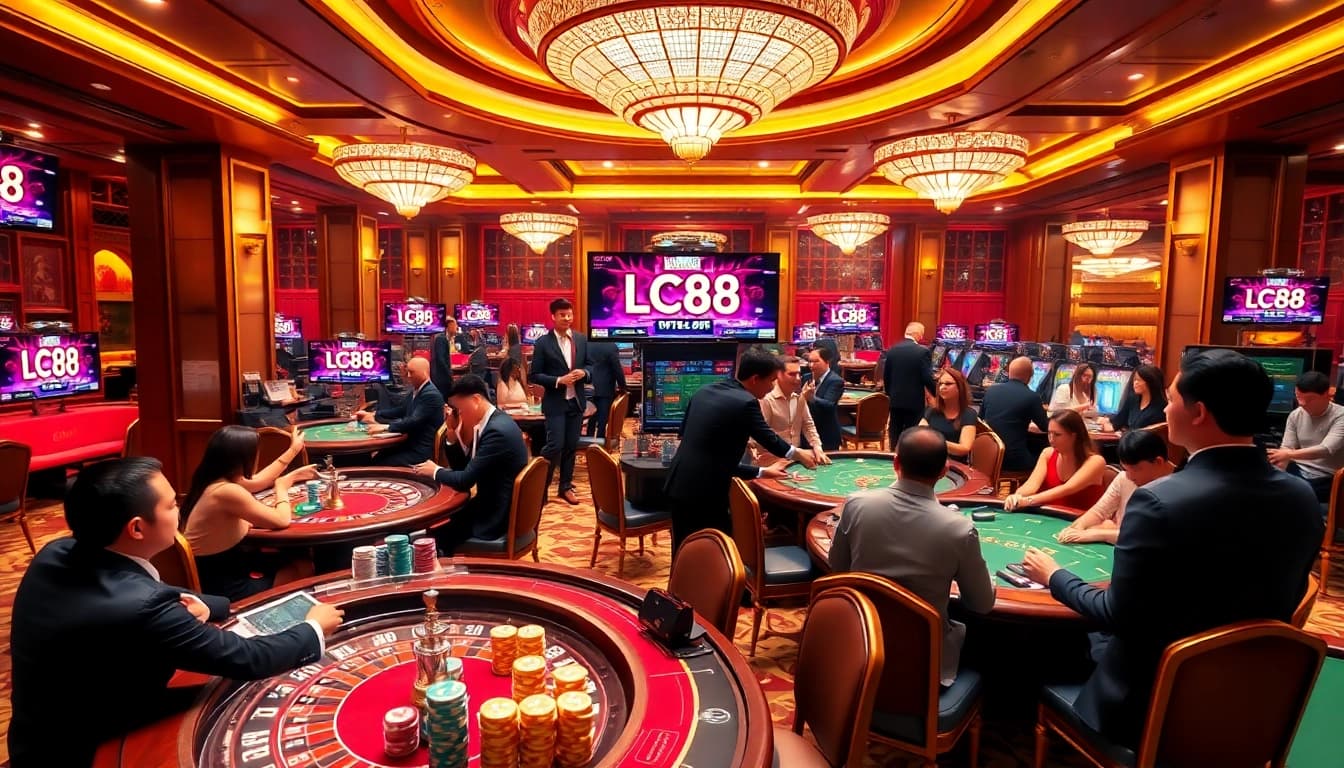 Experience high-stakes action at LC88 with vibrant casino games and joyful players.
