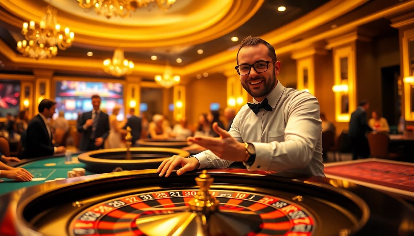 Experience the excitement of bolagacor with a lively online casino atmosphere, featuring a professional dealer and engaged players.