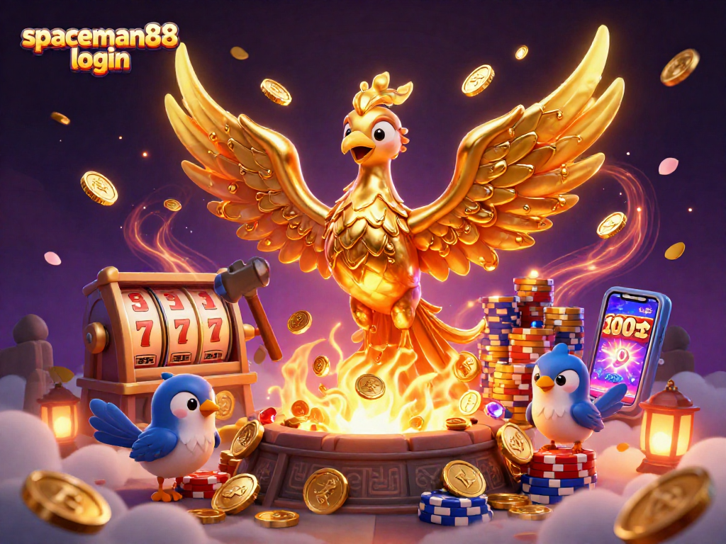 Engage with spaceman88 login to explore thrilling online slots amidst a flurry of golden coins.