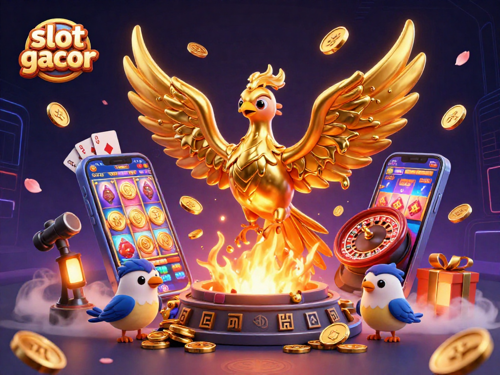 Spin the reels with slot gacor and win big in this vibrant casino illustration.