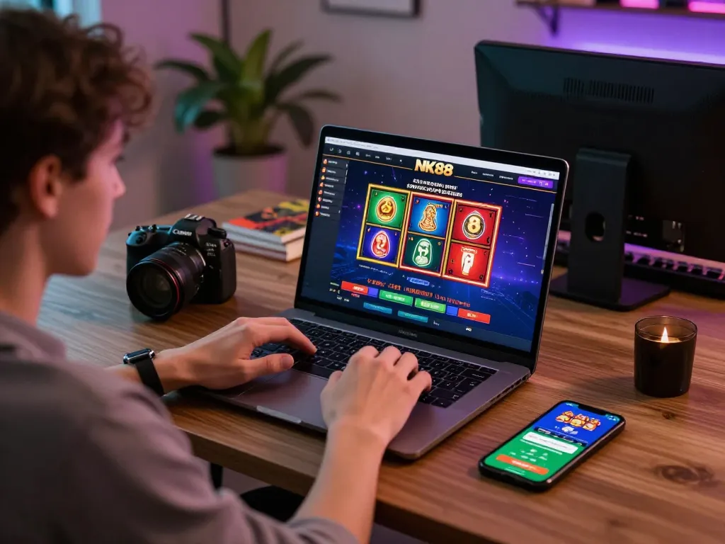 Engaged player exploring NK88 platform for exciting online gambling experiences and strategies.