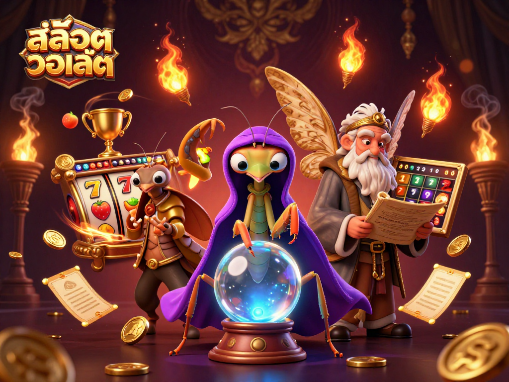 Experience immersive gameplay with สล็อตวอเลท in this vibrant 3D casino illustration featuring magical characters.
