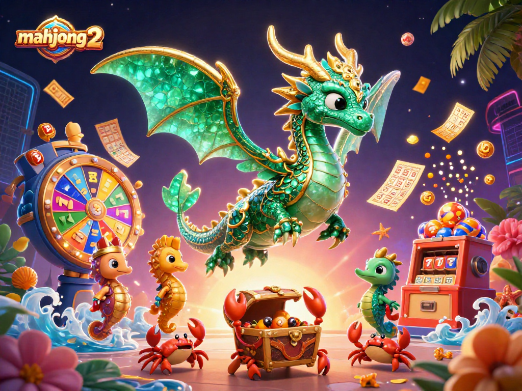 Engage in exciting gameplay with mahjong 2 featuring vibrant slot reels and dragon-themed elements.