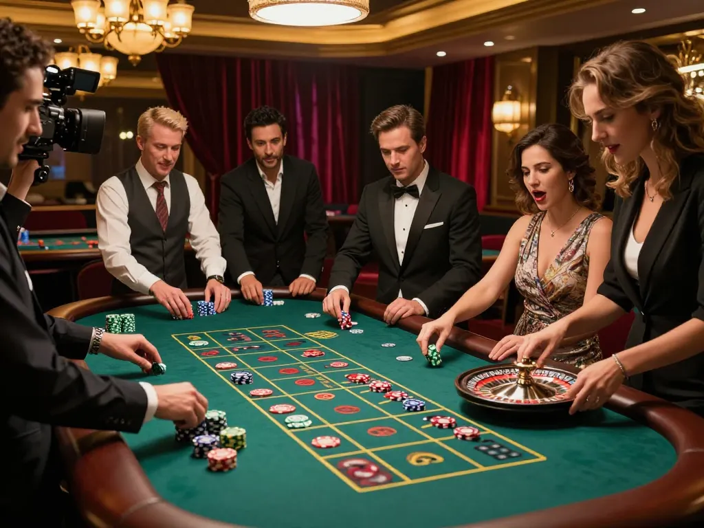 Experience the thrill of the du88 roulette table as players place bold bets in a luxurious casino setting.