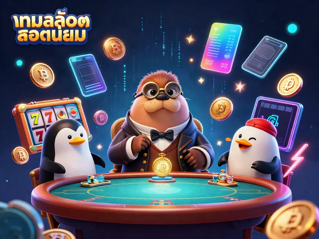 Engage with สล็อตออนไลน์ยอดนิยม at an underwater poker table with vibrant 3D visuals and characters.