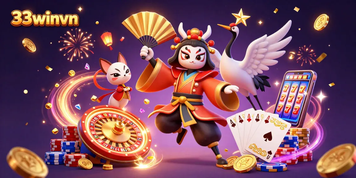 Engage in thrilling action with 33winvn as a kabuki warrior and kitsune mask create an immersive gaming experience.