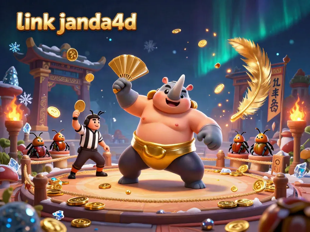 Permainan judi seru dengan link janda4d, melihat kejuaraan sumo kumbang dan penonton kecil.