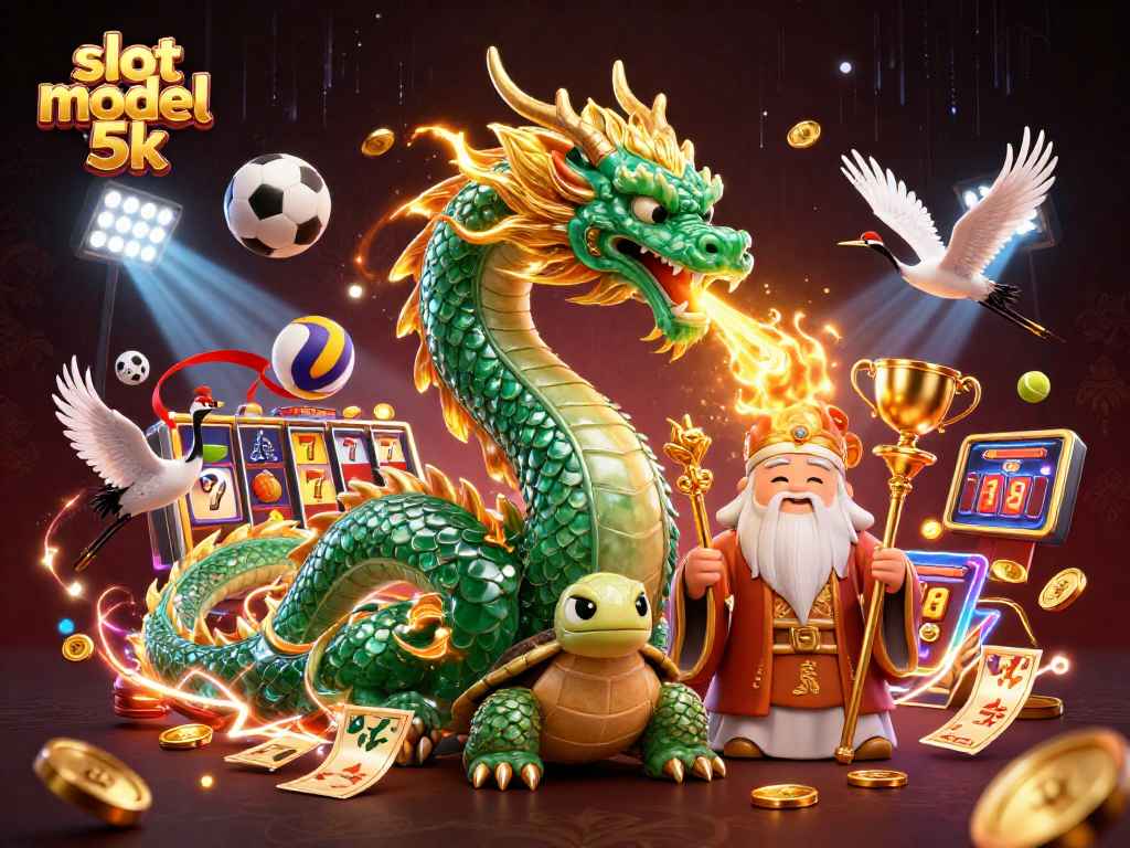Engage in the excitement of slot modal 5k with a dynamic 3D illustration of lucky symbols.