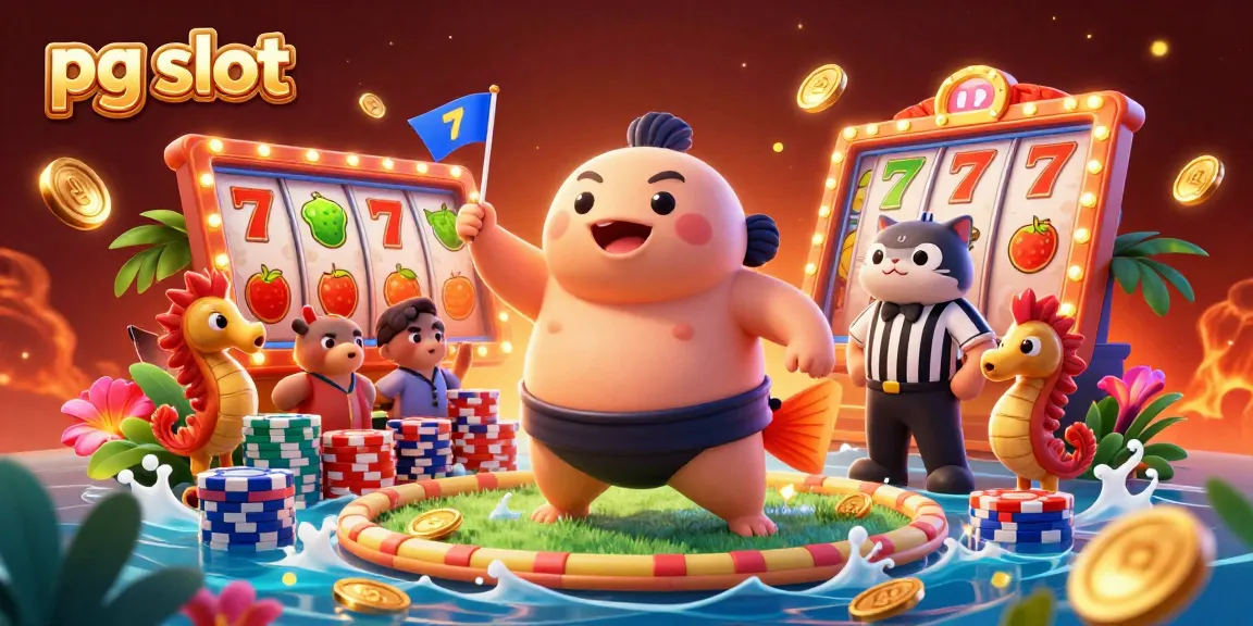 Spin to win with pg slot, featuring lively underwater casino action with vibrant characters and slot elements.