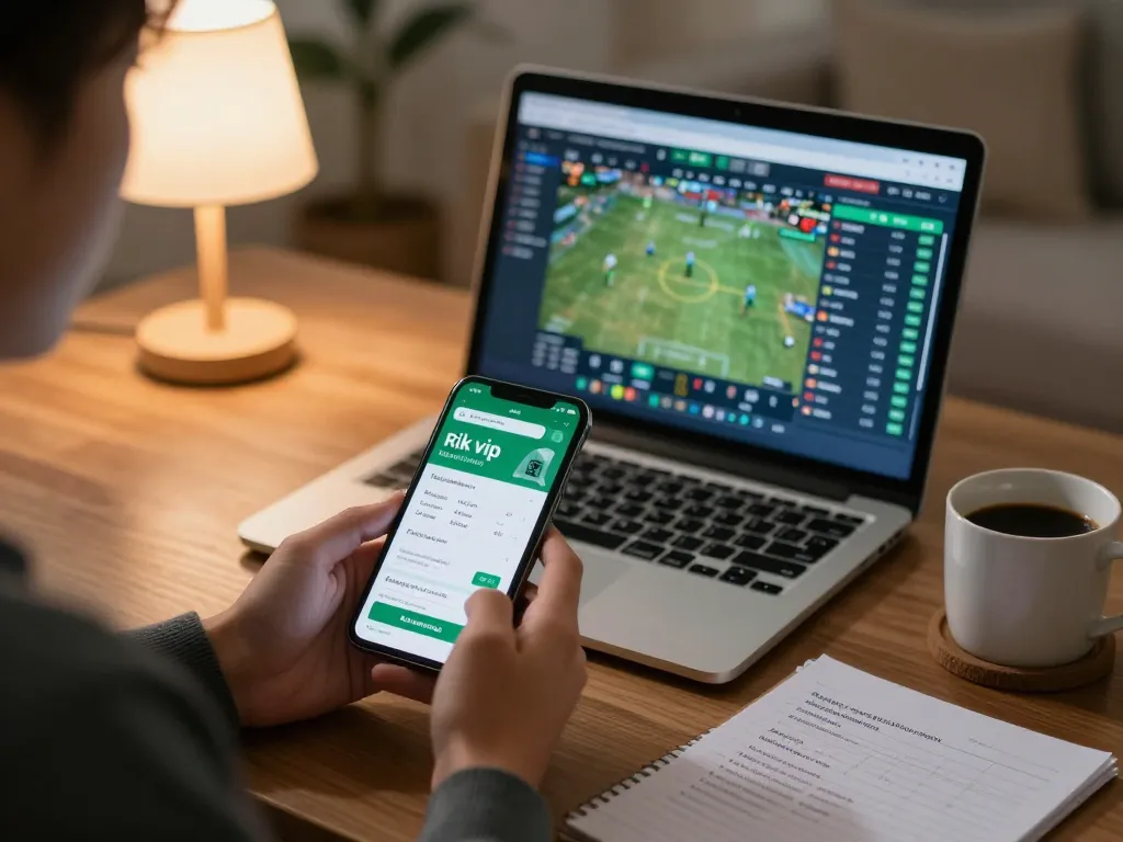 Engaging with the rik vip app for sports betting in a cozy home environment.
