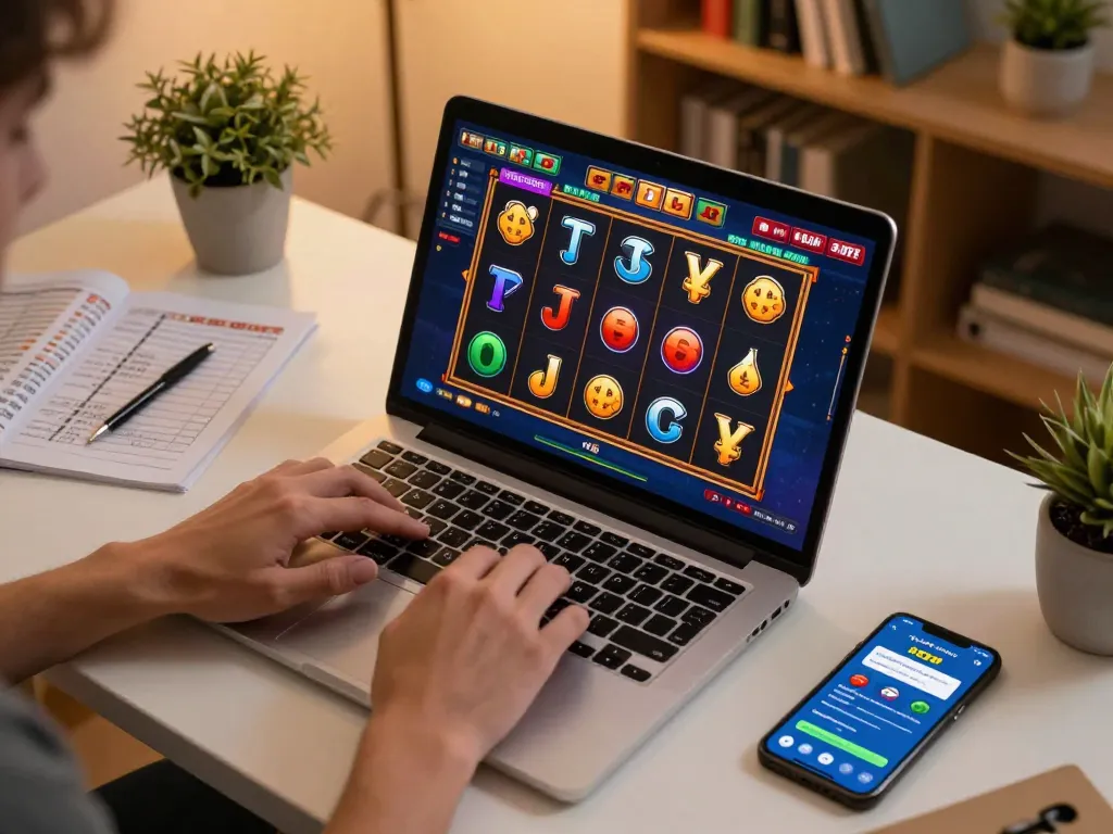 Player spins the reels on a colorful slot game, showcasing 789 online gaming excitement