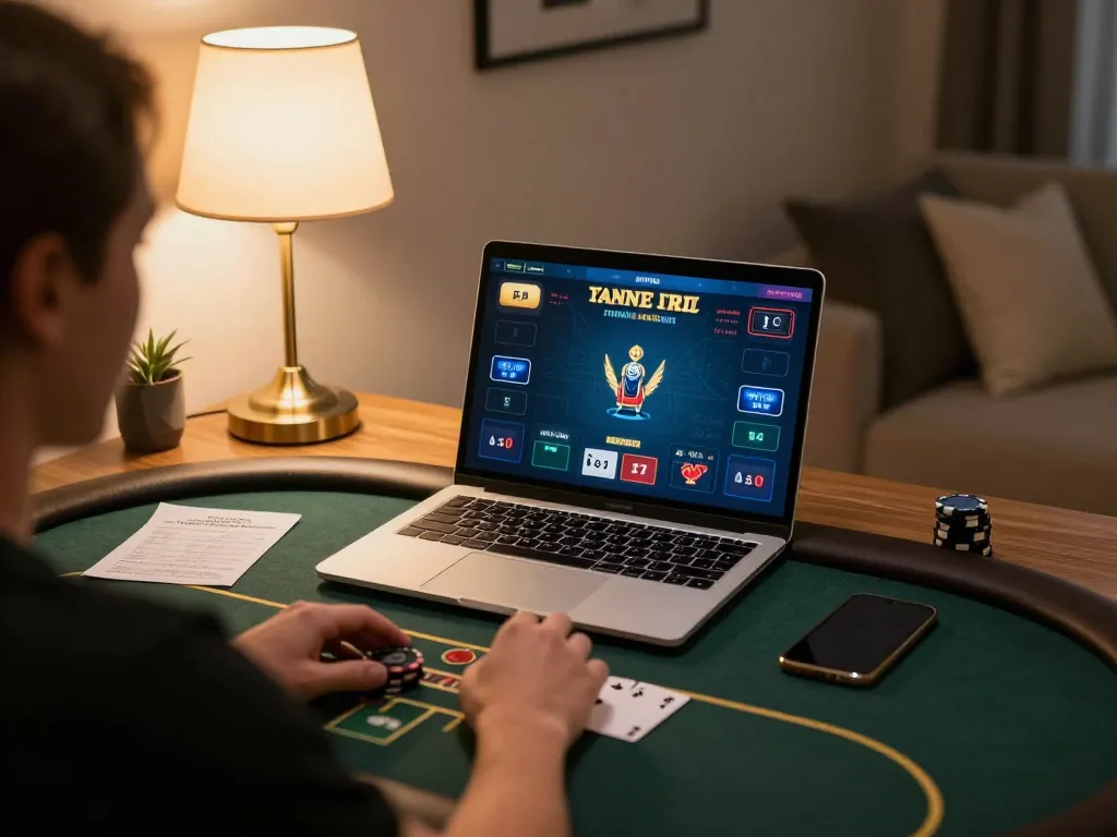 Engaging in an online poker game at home using Lc88, a trusted gambling platform.