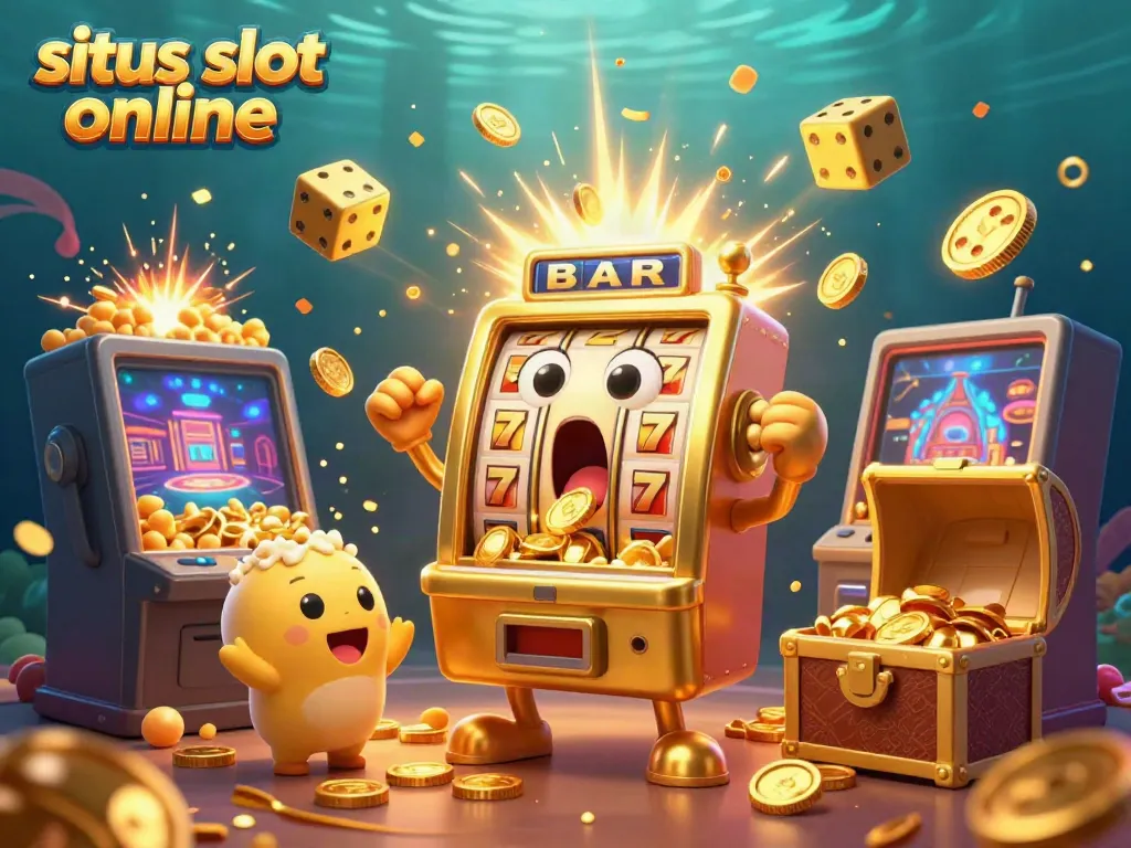 Gembira dan ceria, slot mesin daftar online "situs slot online" merayakan jackpotnya dan tenggelam dalam recehan emas.