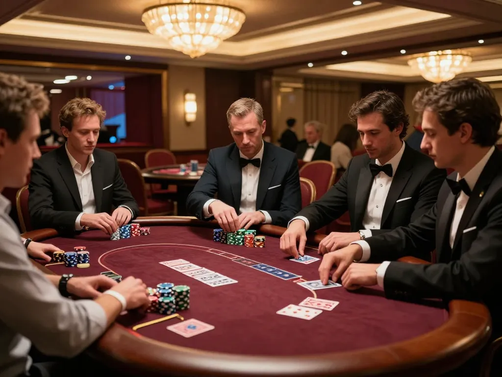 Players in a NET88 poker room strategizing their bets while cards are dealt.