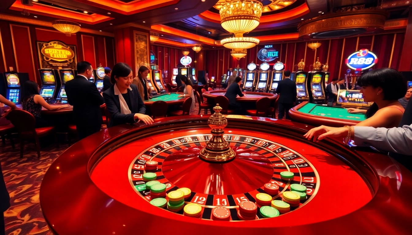 Experience the thrill of RR88 Auction with active gamers strategizing at a luxurious casino table.