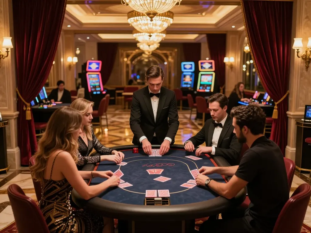 Players engaging in a high-stakes poker game at TR88's luxurious VIP table