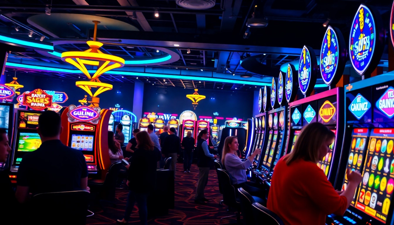 Menangkan slot deposit 5000 dengan mesin penuh warna dan pemain antusias di kasino.