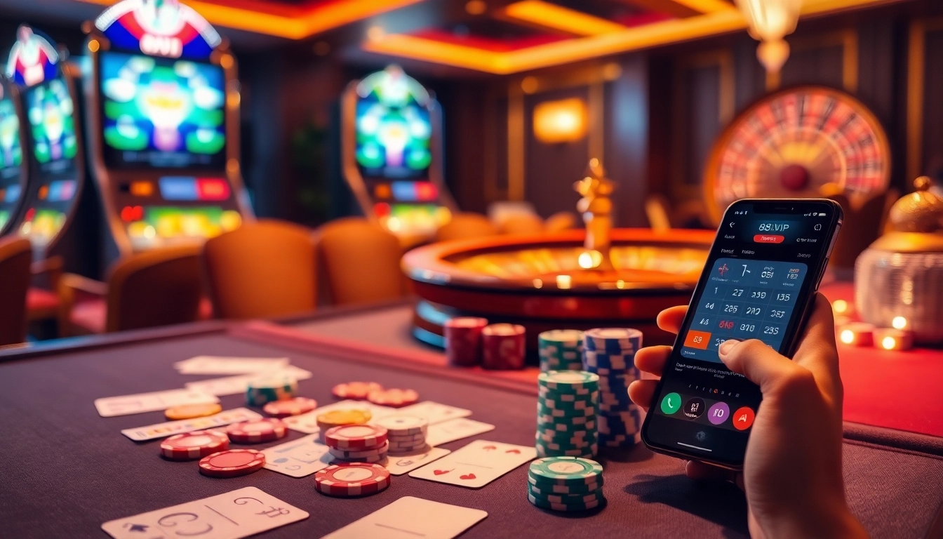 Gambling enthusiasts placing bets with 68VIP's exciting casino games and luxurious atmosphere.