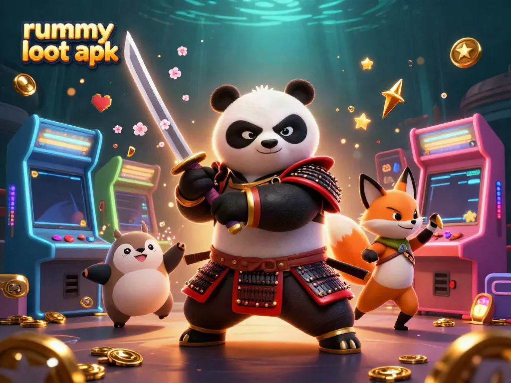 Engage with Rummy Loot APK gameplay featuring action-packed characters and vibrant gaming elements.