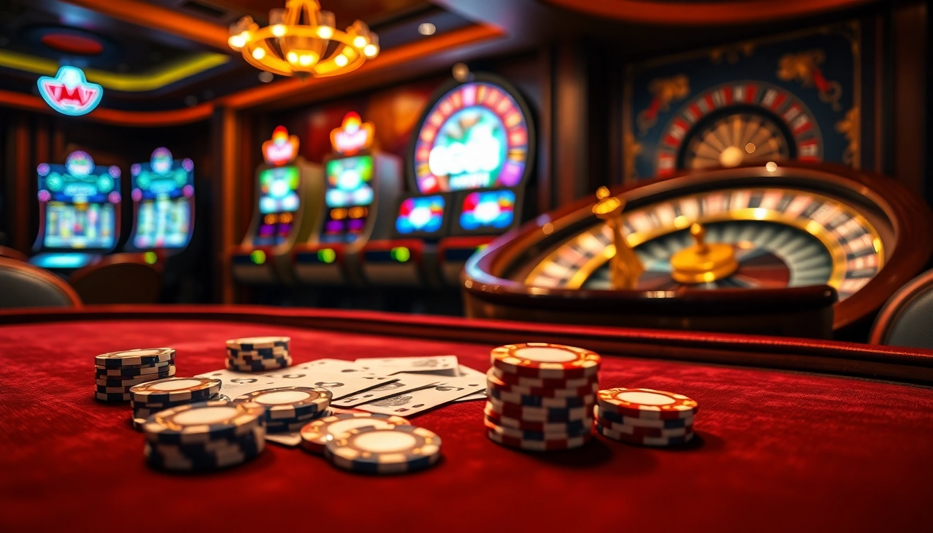 Exciting gaming moment at GG88 casino with poker chips and roulette wheel