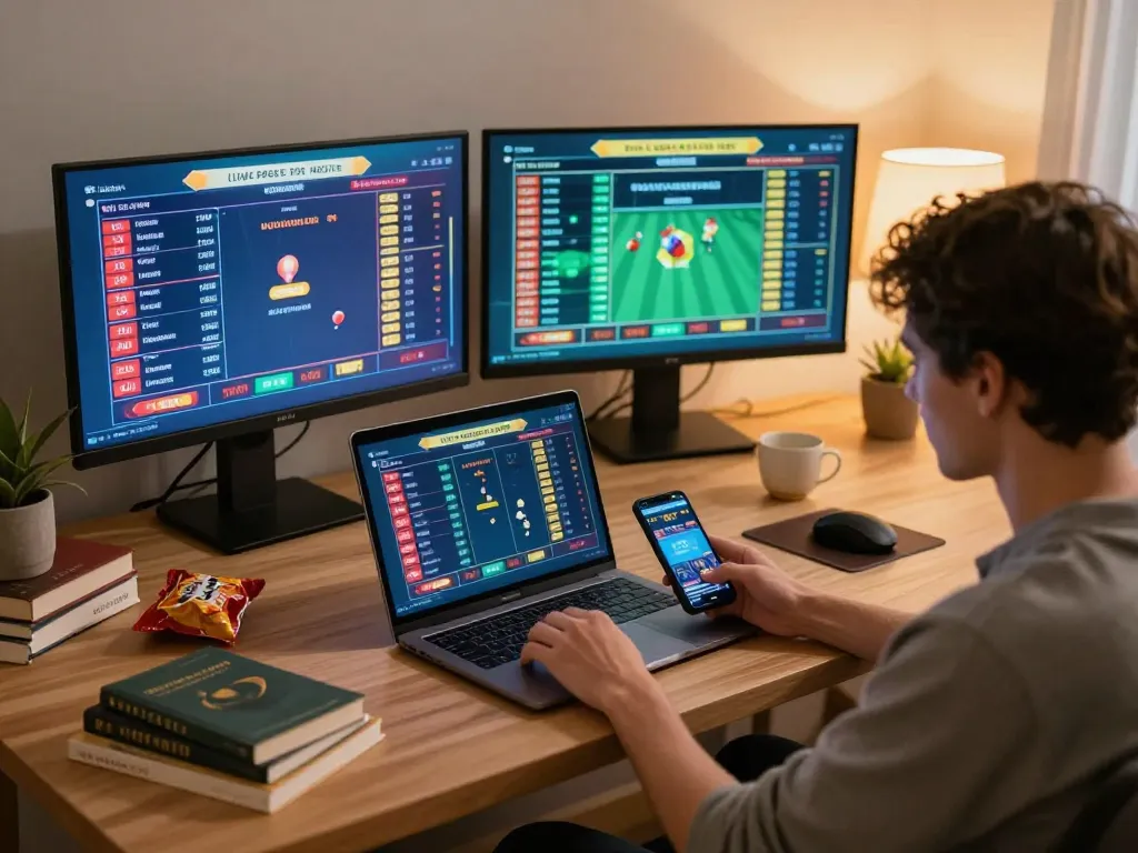Engaged in sports betting, the user demonstrates the trustworthiness of nhà cái uy tín through a modern online setup.