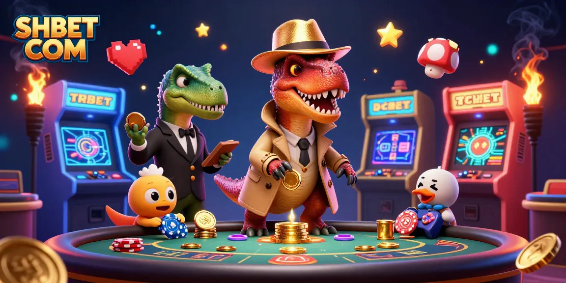 Experience thrilling moments at SHBET COM with unique casino characters engaged in gaming action.