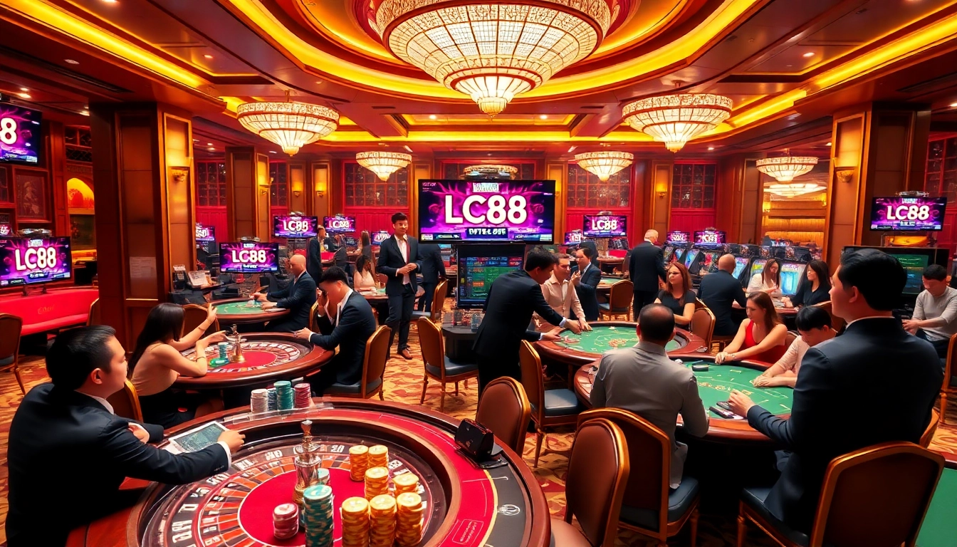Experience high-stakes action at LC88 with vibrant casino games and joyful players.