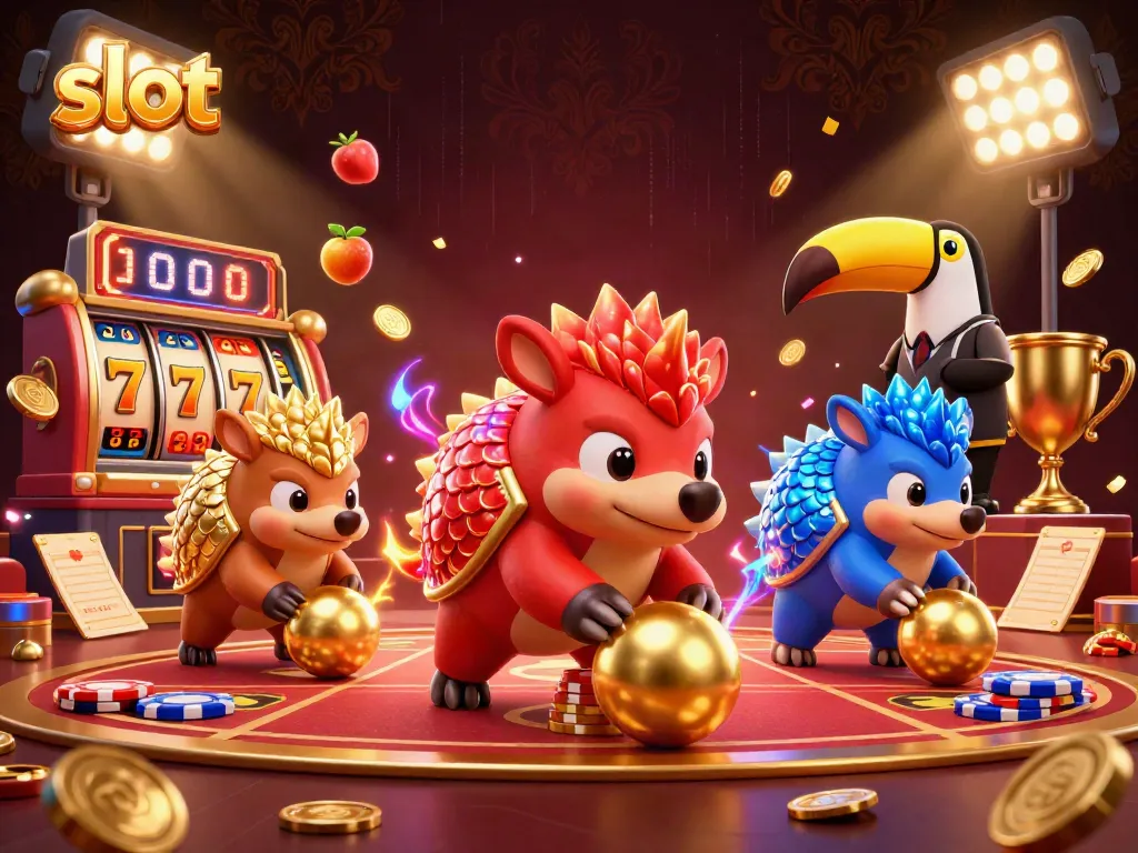 Menangkan slot dengan duo pangolin dalam ilustrasi 3D yang menarik secara interaktif.