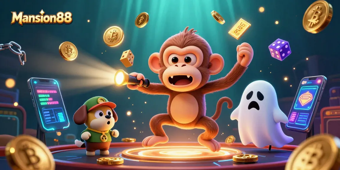 Mansion88 casino illustration featuring ghostly characters in a lively casino setting, perfect for gamblers.