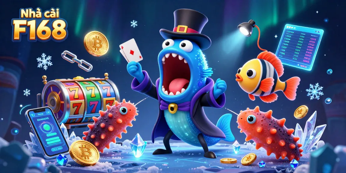 House a thrilling gaming experience with Nhà cái F168, as animated creatures bring casino elements to life.