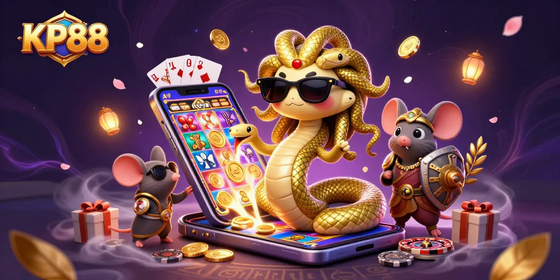 KP88 brings joy to players with engaging slot games amidst a vibrant 3D scene filled with treasures.