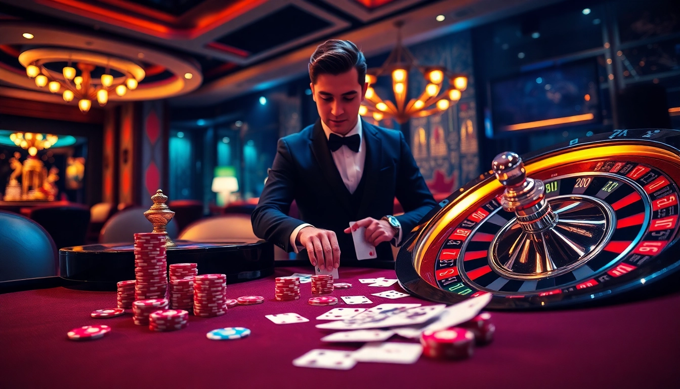 Engaging scene depicting a thrilling hm88 win moment at a luxury casino gaming table.