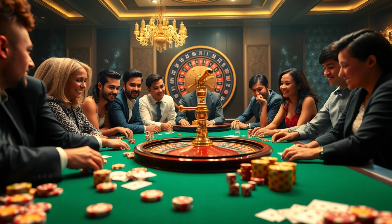 The casino scene showcases excitement around table games, with tin tức xn88 highlighting vibrant bets and camaraderie among players.
