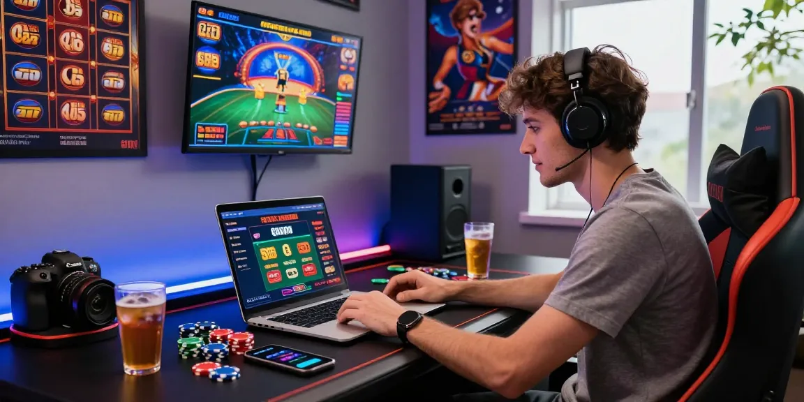 Engaging online gaming scene at a credit card casino from https://dea.org.uk, featuring a young adult immersed in virtual gaming.