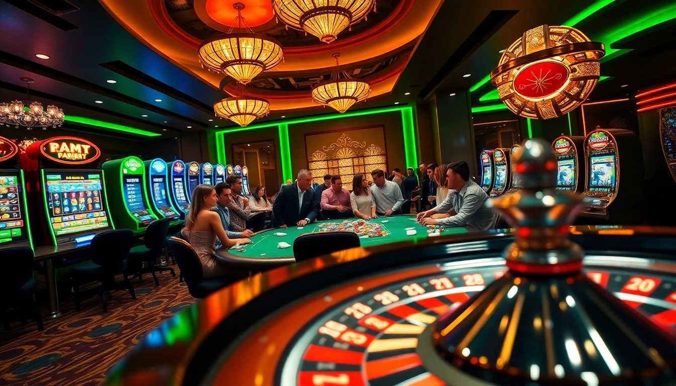 Experience the thrill of cassino pix with vibrant tables and excited players in a modern casino.