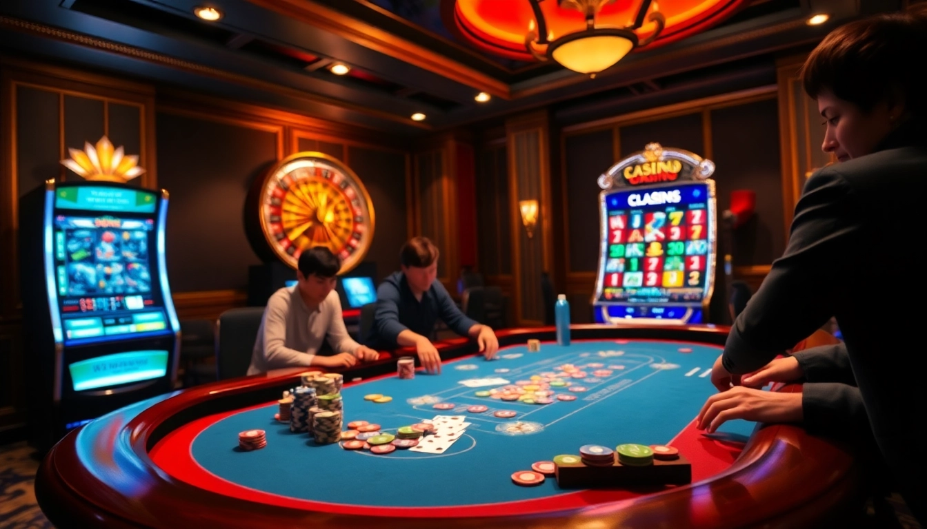 Players strategizing at a poker table featuring vibrant chips, inspired by https://luck8r1.com.