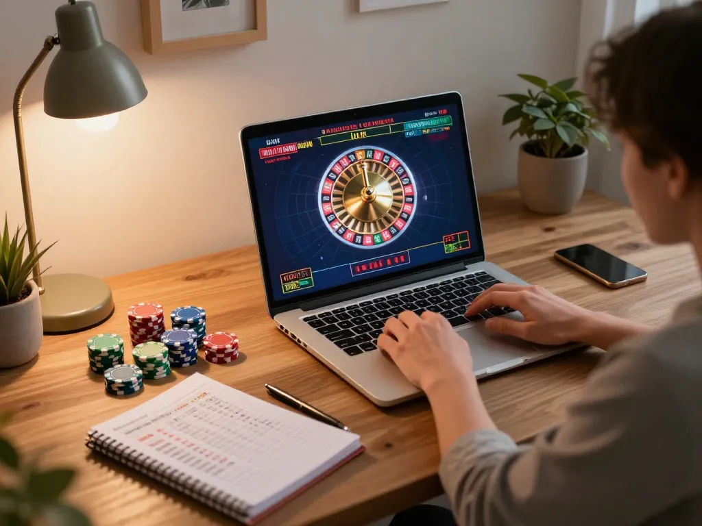 Engaging online gaming at king33 with roulette wheel and strategic betting notes visible.