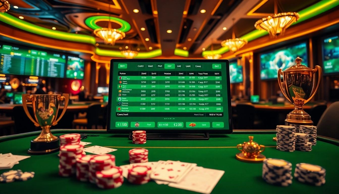 Engage in สมัครแทงบอล with exciting opportunities on a modern online betting interface, showcasing vibrant colors and gaming excitement.
