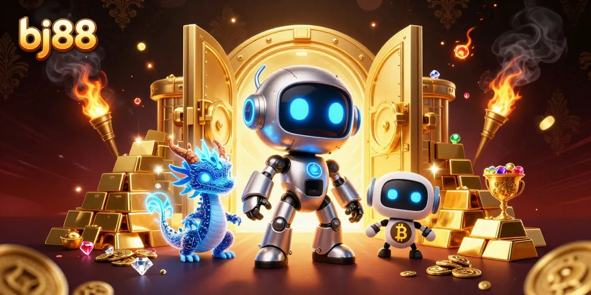 Bet on exciting matches at bj88 with a vibrant 3D illustration featuring futuristic characters and casino elements.