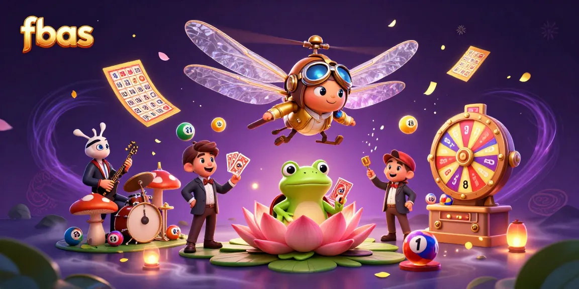 fbas showcases a vibrant casino scene with dragonfly pilot and frog dealer, celebrating online gambling