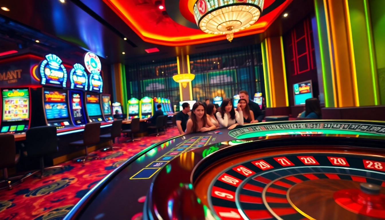 gamblers enjoying a lively game at mm88 com casino tables, filled with excitement and anticipation