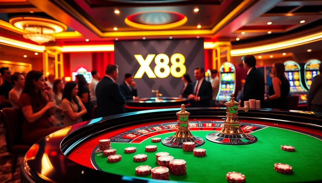 Experience the excitement of gambling at XX88 with vibrant roulette and poker chips.