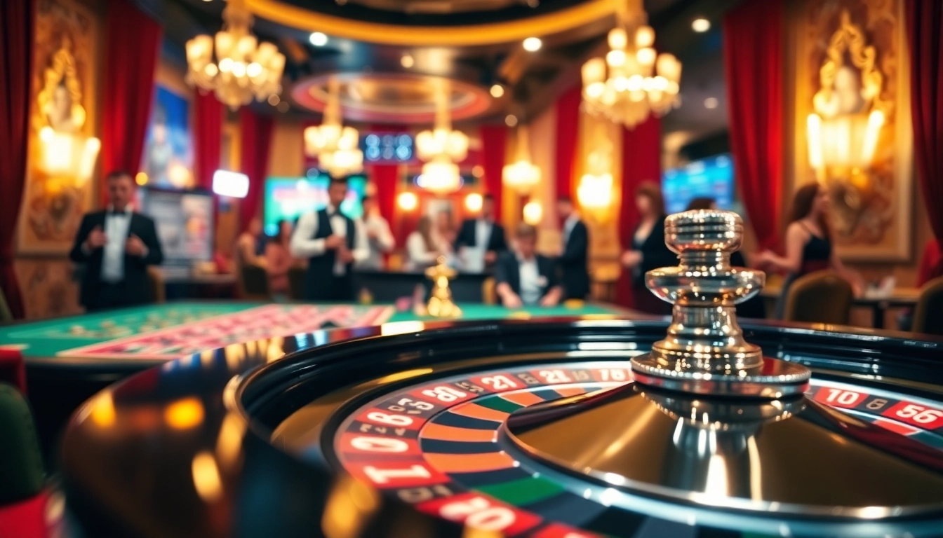 Experience the excitement of a Casino with vibrant roulette, colorful chips, and energetic atmosphere.