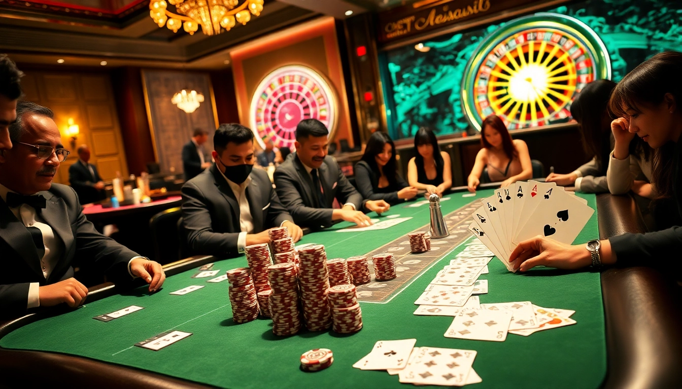 Experience the thrill of high-stakes poker at QQ88z Net with vibrant casino visuals and engaging players.