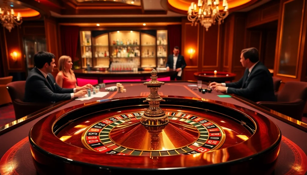 Exciting roulette scene at https://bet299app.com.br/ with players, chips, and warm casino ambiance